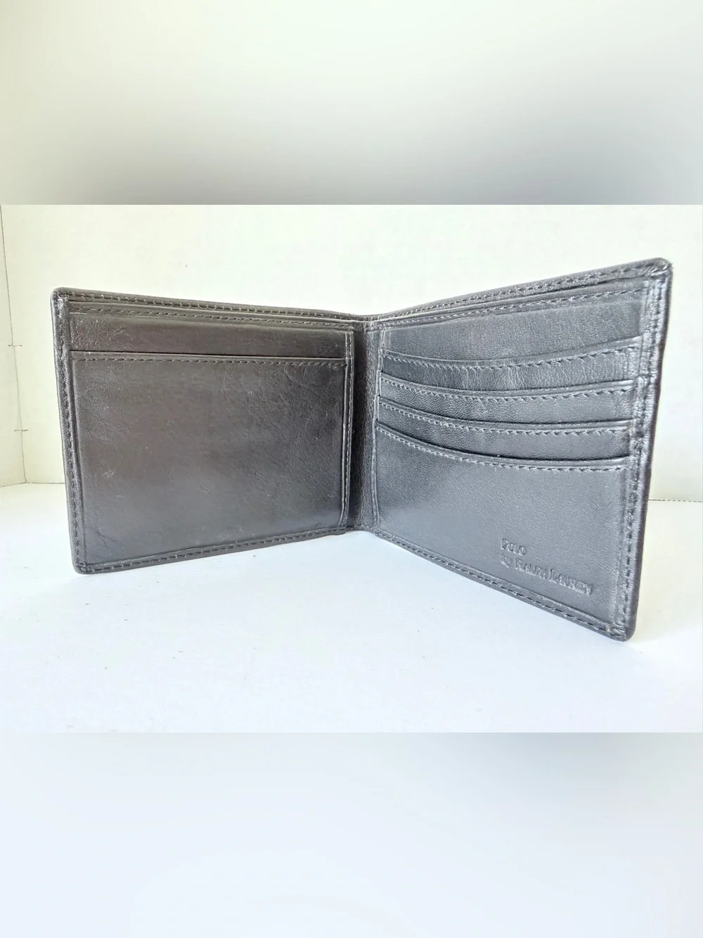 Ralph Lauren Black Leather Wallet with Embossed Polo Logo